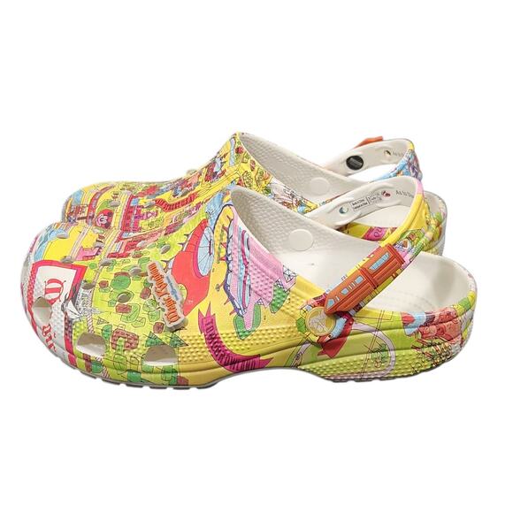 DISNEY CROCS WOMENS 9 MENS 7 MAGIC KINGDOM MAP W/ CHARMS STATEMENT COLORFUL FUN - Picture 6 of 10